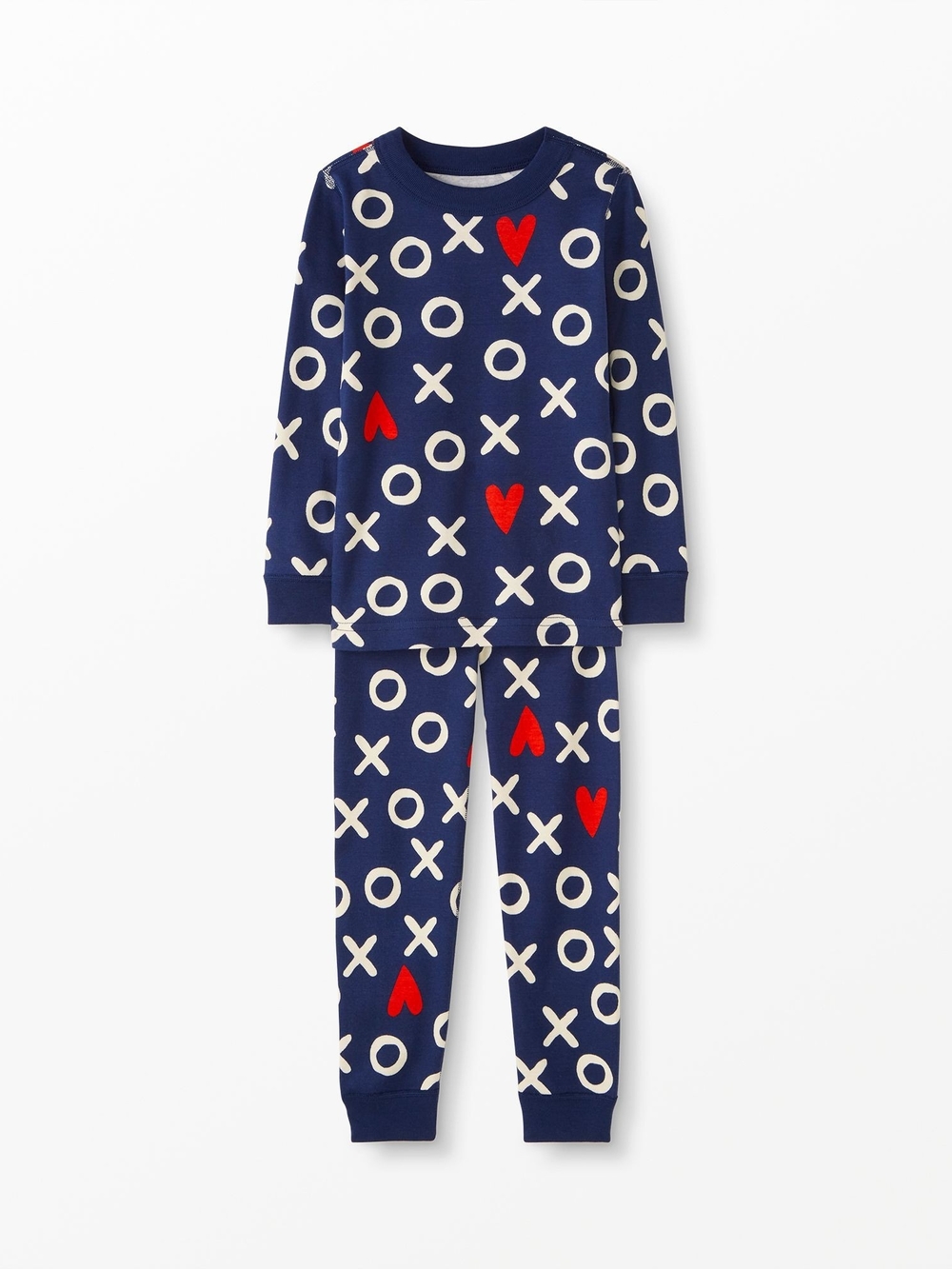 Hanna Andersson Navy XOXO and Red Heart Kids Pajama Set